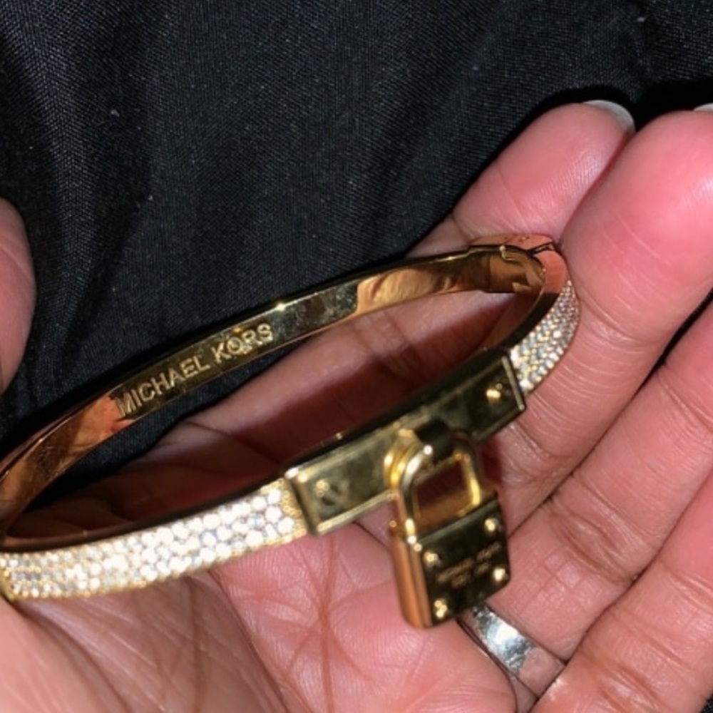 Used Michael Kors Glitz Padlock Bangle Bracelet